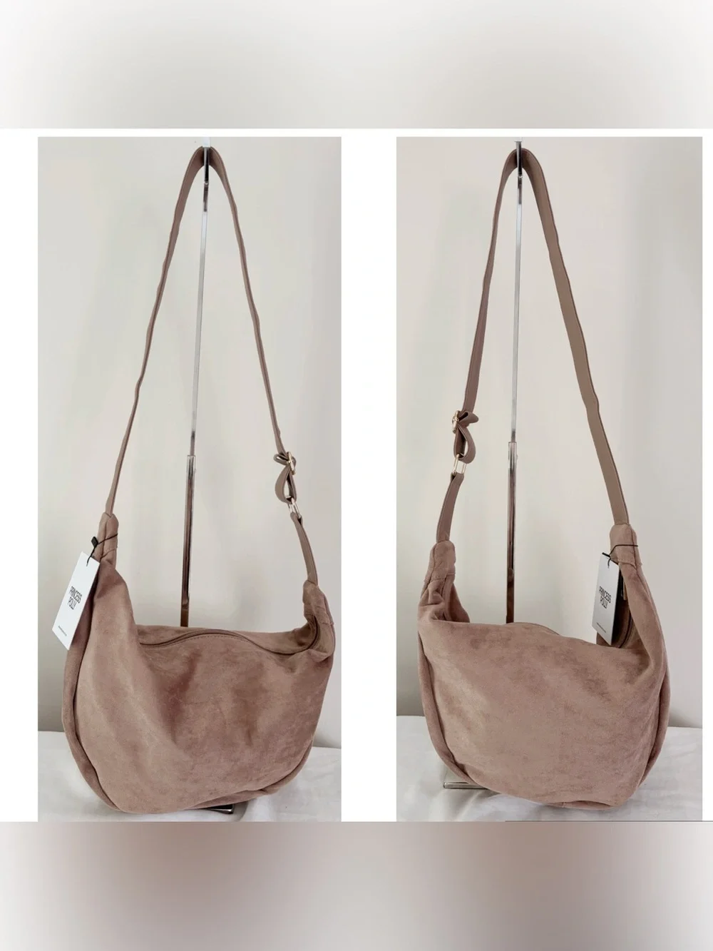 Princess Polly taupe faux suede crescent bag